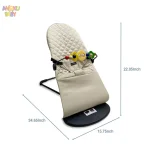 Chaise berçante pour bébé réglable sur 3 hauteurs, chaise berçante pliable pour nouveau-né de 0 à 12 mois, chaise berçante réglable pour bébé avec jouets - Image 6