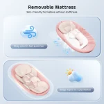 Balançoire électrique pour bébé avec 3 minuteries, application et télécommande Transat, 5 vitesses de balançoire, 10 musique, Bluetooth, rose - Image 5
