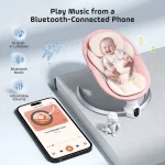 Balançoire électrique pour bébé avec 3 minuteries, application et télécommande Transat, 5 vitesses de balançoire, 10 musique, Bluetooth, rose - Image 2