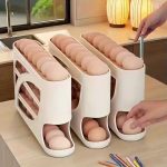 Présentoir à œufs roulant à 4 niveaux - Conception de porte latérale peu encombrante, peut contenir 30 œufs, surface lisse et brillante, poignée pratique | Convient pour le rangement dans la cuisine et le réfrigérateur | Ajouts de cuisine modernes | Matériau plastique durable - Image 9