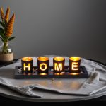 Porte-bougies en verre et bois, ensemble décoratif avec lettres, résistant au vent, pour théières, décoration d'intérieur, cadeau de mariage ou maison - Image 6