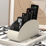 [Organisateur gain de place] 1 Pièce Porte-Télécommande en PU avec Boîte de Rangement à 5 Compartiments - Organisateur de Télécommande pour TV, Lecteurs Médias, Stylos, Lunettes & Petits Objets - Gain de Place pour Bureau ou Table de Chevet (Compatible Bureau) - Image 7