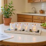 Porte-bougies en verre et bois, ensemble décoratif avec lettres, résistant au vent, pour théières, décoration d'intérieur, cadeau de mariage ou maison - Image 10