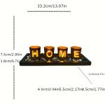 Porte-bougies en verre et bois, ensemble décoratif avec lettres, résistant au vent, pour théières, décoration d'intérieur, cadeau de mariage ou maison - Image 4