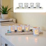 Porte-bougies en verre et bois, ensemble décoratif avec lettres, résistant au vent, pour théières, décoration d'intérieur, cadeau de mariage ou maison - Image 5