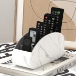 [Organisateur gain de place] 1 Pièce Porte-Télécommande en PU avec Boîte de Rangement à 5 Compartiments - Organisateur de Télécommande pour TV, Lecteurs Médias, Stylos, Lunettes & Petits Objets - Gain de Place pour Bureau ou Table de Chevet (Compatible Bureau) - Image 12