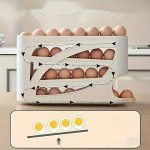 Présentoir à œufs roulant à 4 niveaux - Conception de porte latérale peu encombrante, peut contenir 30 œufs, surface lisse et brillante, poignée pratique | Convient pour le rangement dans la cuisine et le réfrigérateur | Ajouts de cuisine modernes | Matériau plastique durable - Image 2