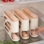 Présentoir à œufs roulant à 4 niveaux - Conception de porte latérale peu encombrante, peut contenir 30 œufs, surface lisse et brillante, poignée pratique | Convient pour le rangement dans la cuisine et le réfrigérateur | Ajouts de cuisine modernes | Matériau plastique durable