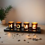 Porte-bougies en verre et bois, ensemble décoratif avec lettres, résistant au vent, pour théières, décoration d'intérieur, cadeau de mariage ou maison - Image 9